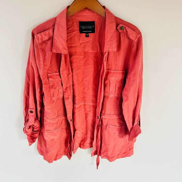 Sanctuary size L lightweight field utility jacket shacket in salmon pink - Picture 2 of 6